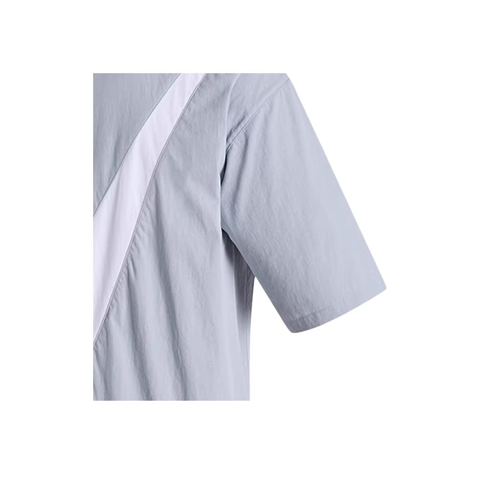 Nike Oversized Large Logo Button-Down Short Sleeve Shirt Men Tops Wolf-Grey FN3250-012