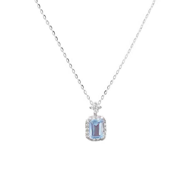 Blue Perfume Bottle Pendant Necklace Minimalist Light Luxury Choker Chain Stylish Versatile Women's Jewelry