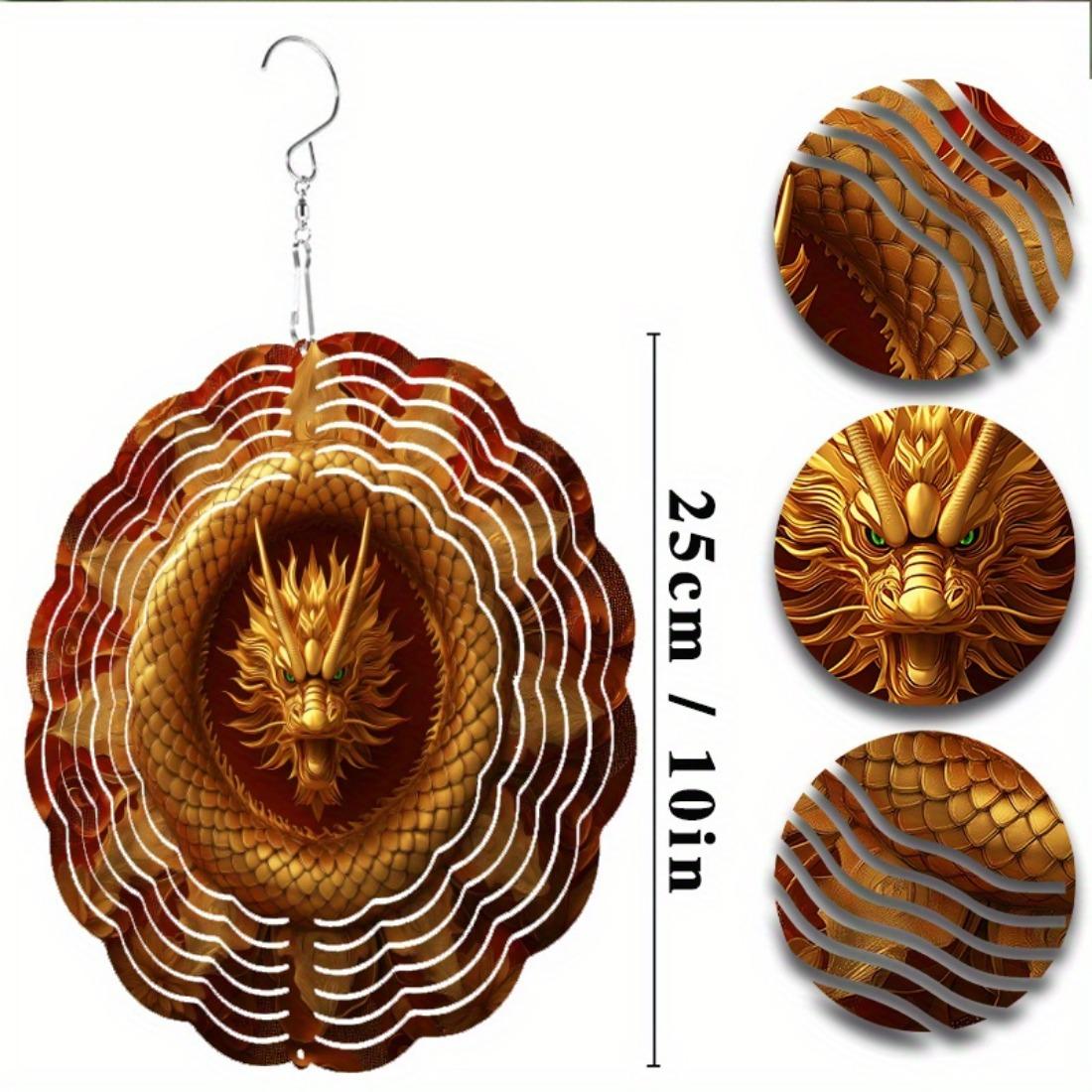 

Подвесной флюгер «Золотой дракон» - Вращающийся на 360° металлический садовый декор с дизайном свирепого дракона, яркие красные и золотые цвета 01A