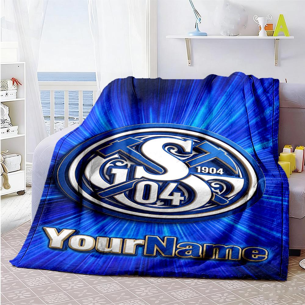 Fc Schalke 23 Customize Your Name Blanket Lightweight Personalized Blanket Comfortable for Nap Picnics Seaside Bed Four Seasons Multipurpose