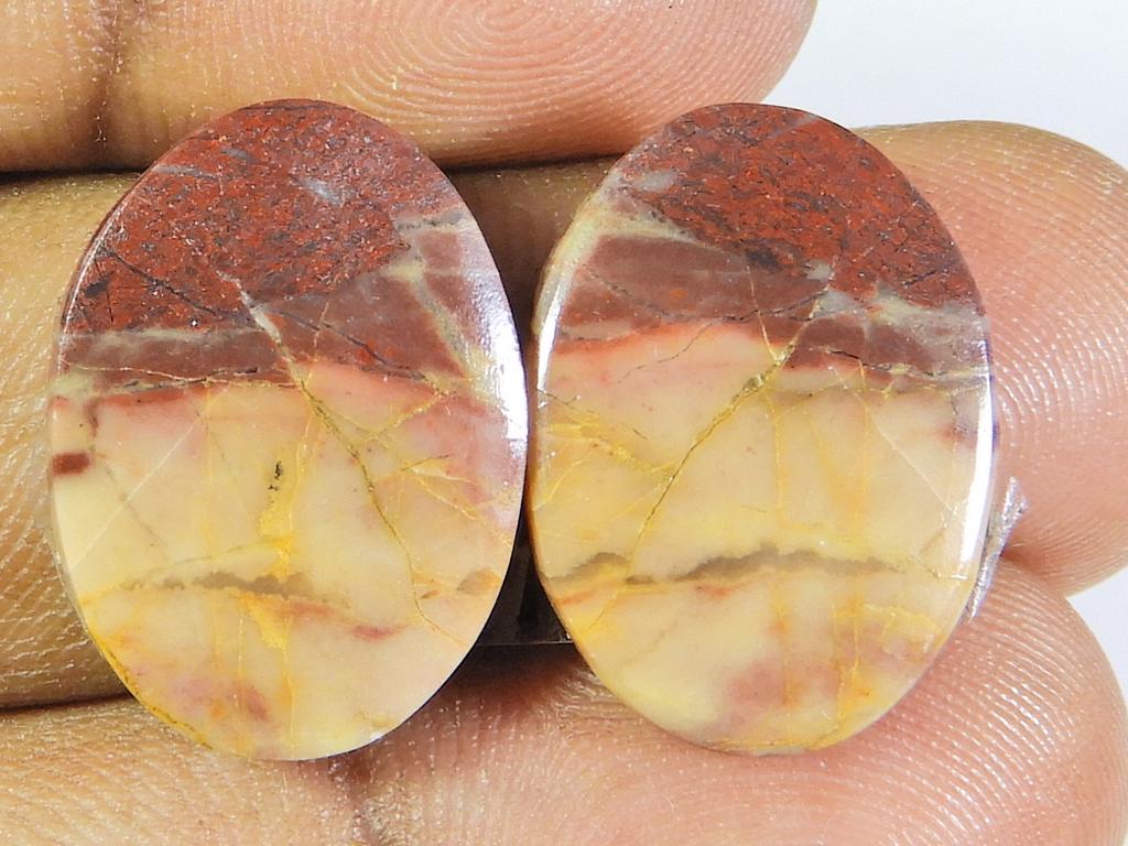 22Cts.Natural Red jasper Matched pair Oval Cabochon Gemstone 15X20X03 MM SK-227