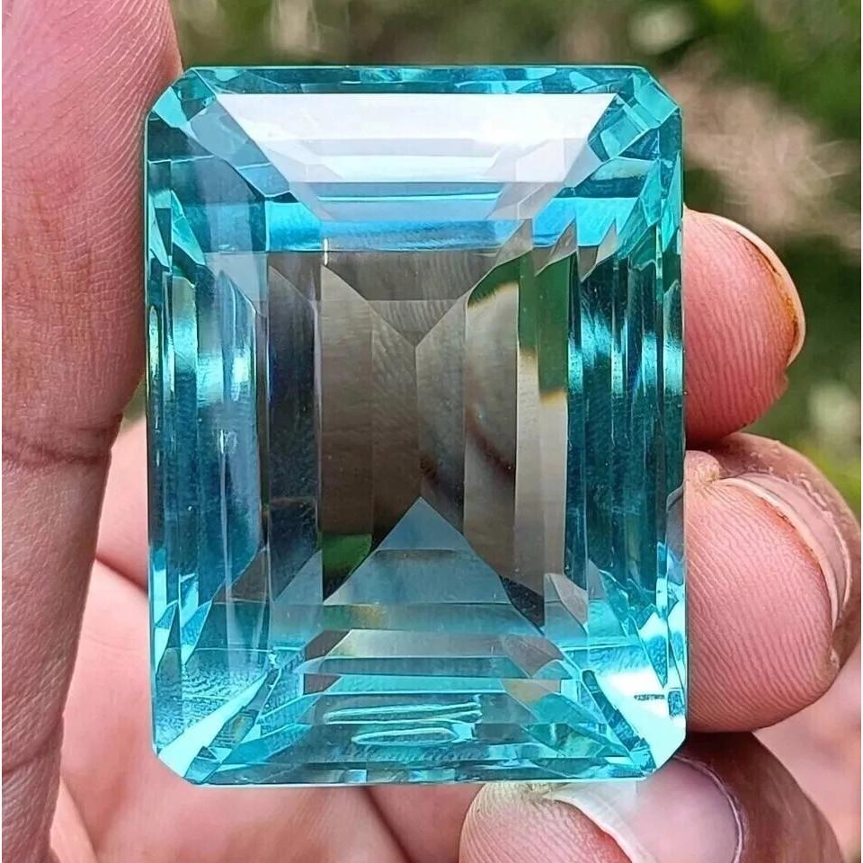 Certified Natural Sky Blue Topaz Emerald Cut 105+ Ct AAA+ Loose Gemstone