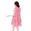 Gentle wind pink neck dress women's summer seaside vacation beach dress super beautiful printed pendulum short skirt