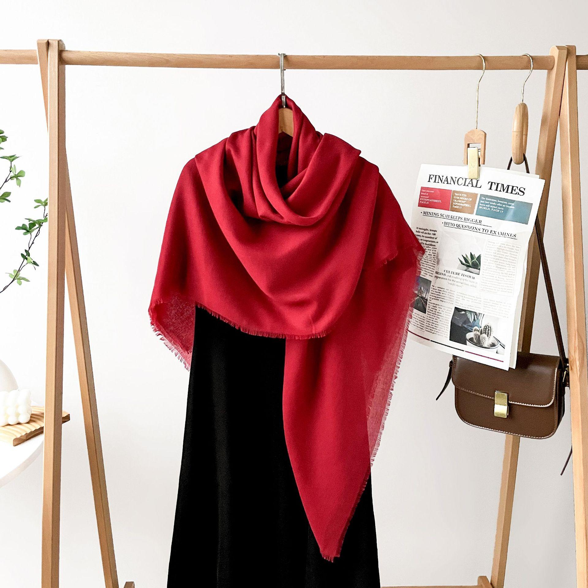 

Spring new high-end imitation cotton and linen cm large square scarf monochrome silk scarf shawl women s scarf