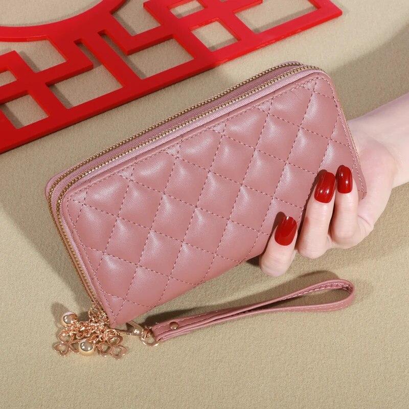 Long Women Wallet Purses Tassel Coin Holder_arge Capacity Double Zipper Pu LeatherCard Multilayer Storage Moneyclip Clutch Bag