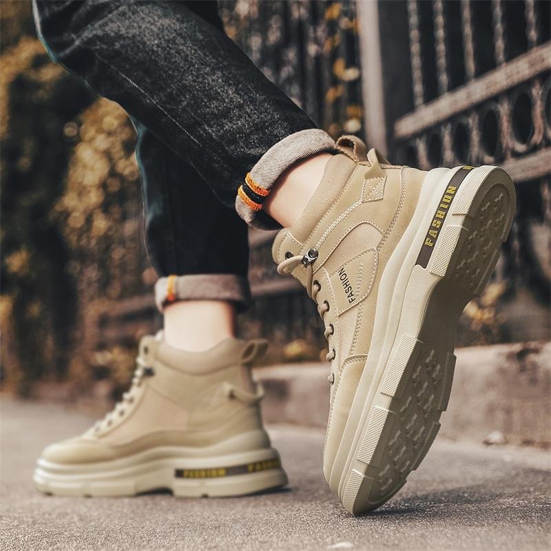 New Fashion Autumn And Winter Men's High Top Martin Boots Students Male Boys Trending Soft Sole Work Shoes Labor Protection Martin Sneakers