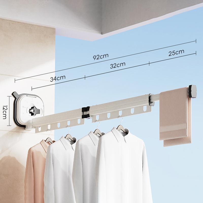 2dílný výsuvný skládací sušák na prádlo Hliníková slitina Úspora místa na balkoně/okně Závěsný sušák na přísavky