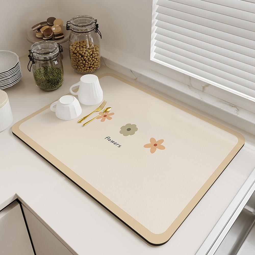Diatomite Kitchen Mat Absorbent Sink Drain Mat Non Slip Washable Countertop Placemat Heat Insulation
