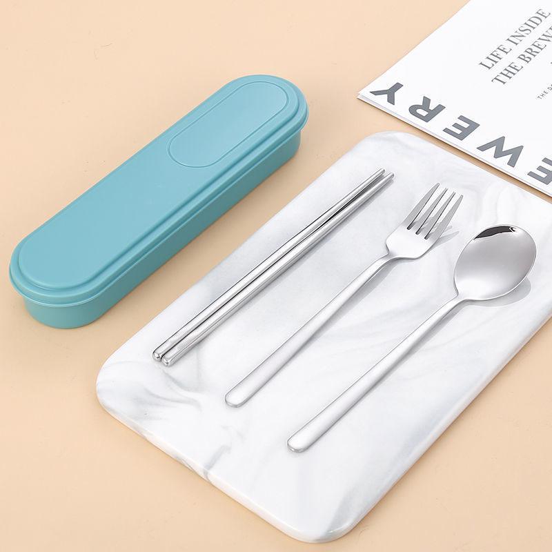 Portable Cutlery Set 304 Stainless Steel Chopsticks Fork and Spoon Tableware Set for Travel Camping Picnic Household Tool