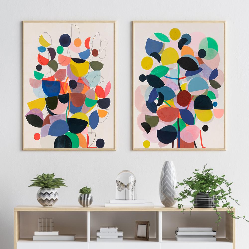 Retro Abstract Colorful Geometric Modern Poster Canvas Print Painting Wall Picture Living Room Bedroom Interior Home Decoration