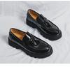 Glänzende formelle Loafer für Herren: Britischer Stil, zum Hineinschlüpfen, Dicke Sohle, Höhensteigernd, Lässige Lederschuhe