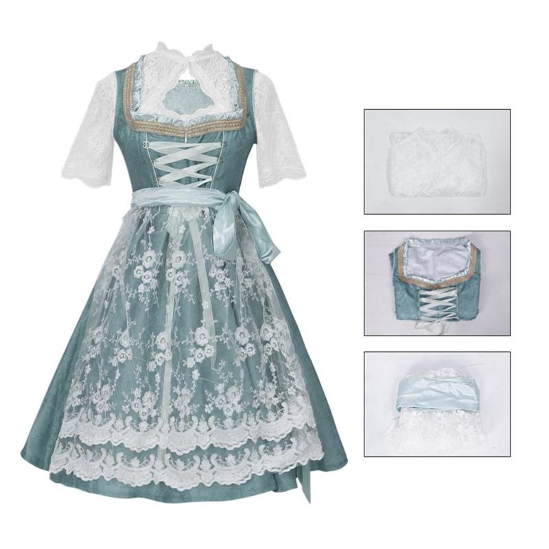 German Beer Festival Dress Suspender Dress Lace Blouse 3 Colors Breathable Polyester Costume Outfit