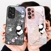 Beaded Panda Silver For Samsung Galaxy S23 U Ltra 24 Plus S20 21 FE S25 Ultra A70 A72 73 51 52 53 Tempered Glass Phone Case