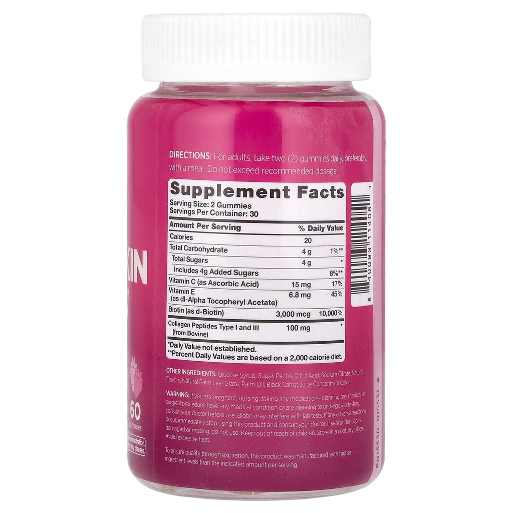 Beautiful, Hair, Skin, Nails + Collagen, Natural Strawberry Flavor, 60 Gummies