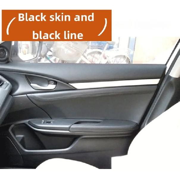4 Doors Car Black Microfiber Leather Armrest Cover Auto Interior For Honda Civic 2016 2017 2018- Door Armrest Panel Cover