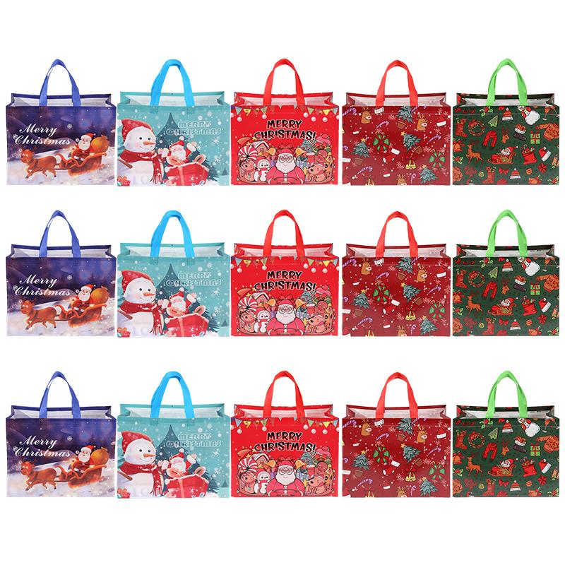 

15PCS/Pack Mixed Style 33x25x17cm Non-woven HandBag Gift Package Souvenir Storage Decoration Christmas New Year Party Supply ZYF 33x25x17cm
