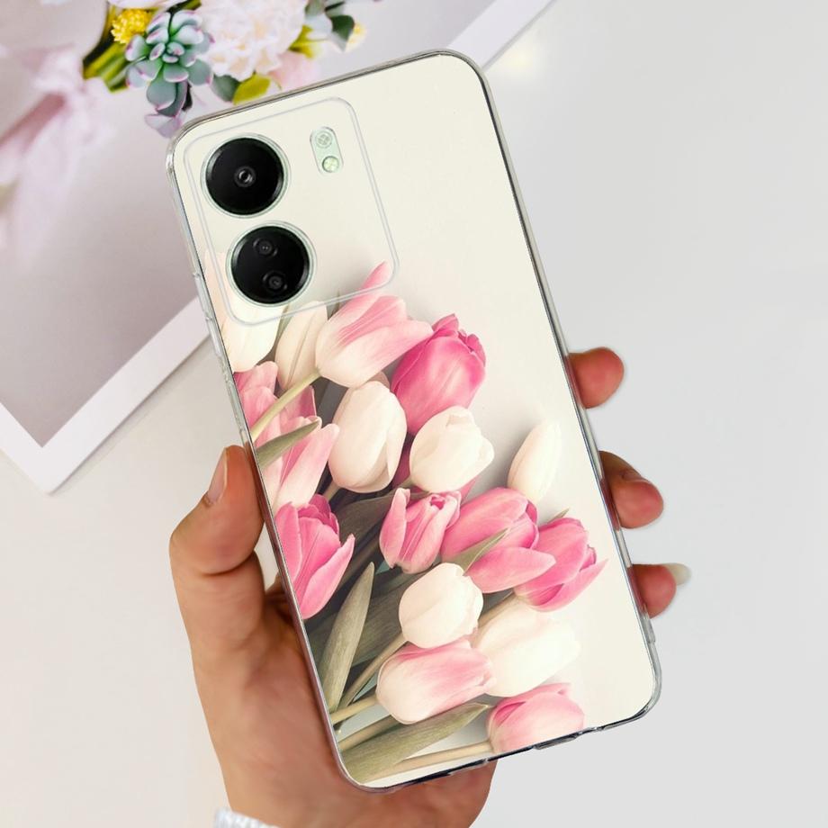 

For Xiaomi Poco C65 Case for PocoC65 Silicone Funda Para Capa Coque Soft Phone Cases Back Cover Marble Flower Pattern Shockproof Poco C65