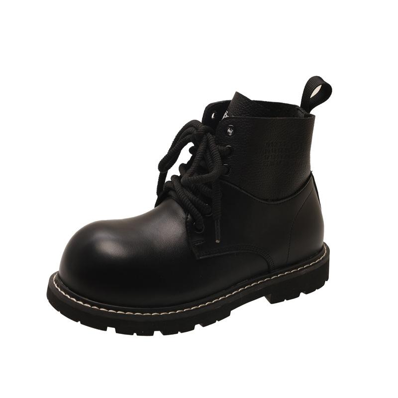 

Retro big-headed Martin boots women s new height-increasing and thin versatile lace-up knight boots 40 чёрный