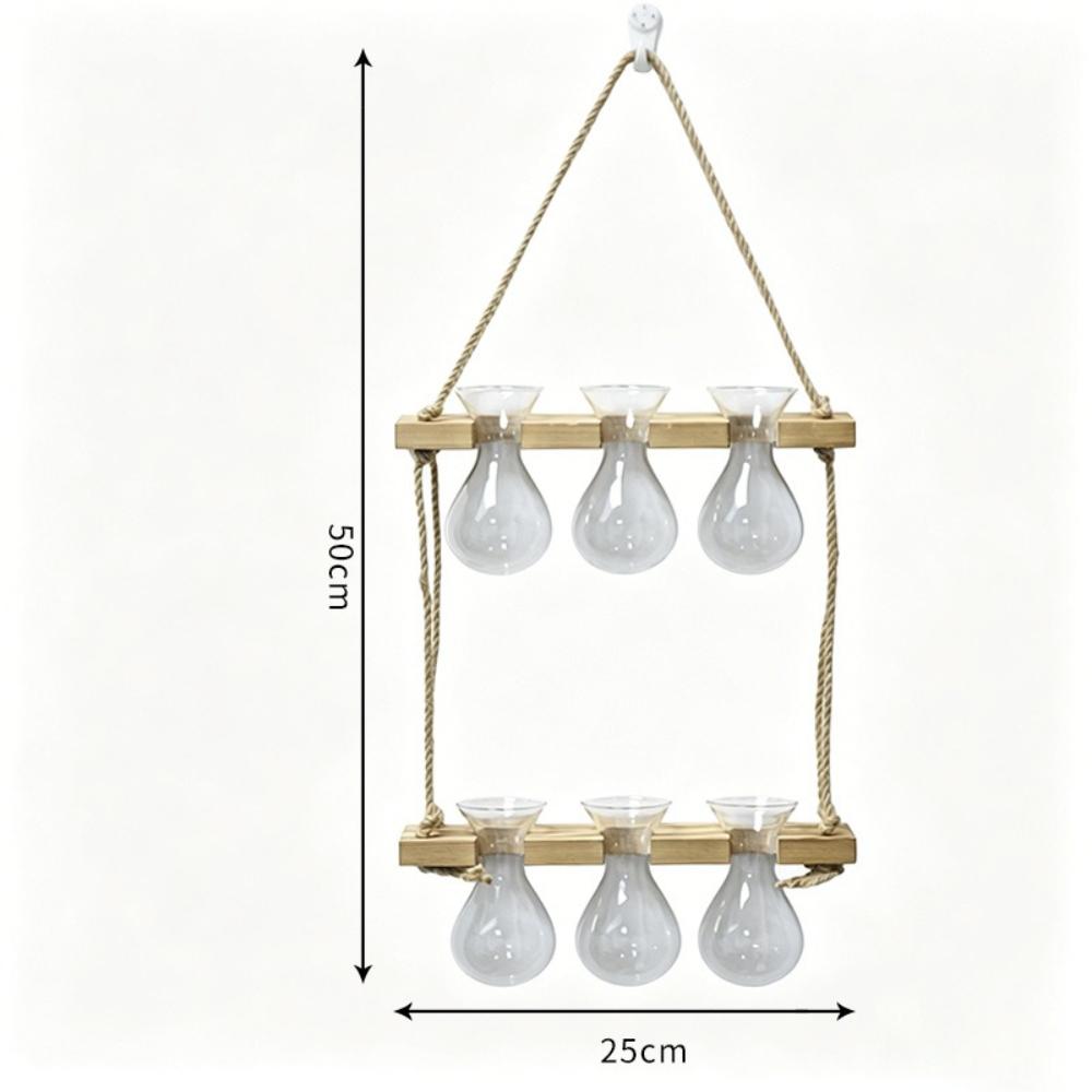 Wall Hanging Propagation Station with Wooden Stand Glass Test Tubes Garden Decor for Floral Arrangements Home Office Decor