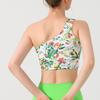 Blumiges Ein-Schulter-Yoga-Weste-Set: Damen Sport-BH & Fitnesshose mit Brustpolstern