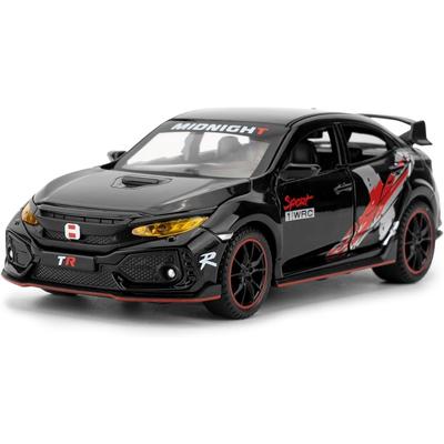 1/32 Spielzeugauto für Honda Civic Type-R, Druckguss-Spielzeugfahrzeug, Metall-Pullback-Modellauto mit Licht und Ton, als Geschenk für Kinder und Erwachsene