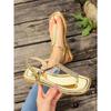 Solid Bling Pu Modern Sandals Buckle Strap Adult Female Shoes On Sale 2024 Fashion Low Heel Flat with Fashion Women's Sandals