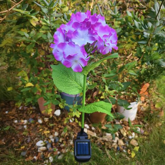 Fairy Hydrangea Light, LED Solar Powered Outdoor Garden Stake Lights  Artificial Hydrangea Flower Light for Path Yard Walkway Patio