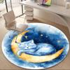 1pc Moon Cat Office Round Area Rug,  Mat Suitable ForOffice, Under Office Chairs Bedroom Living Room Home Decor, Room Deco