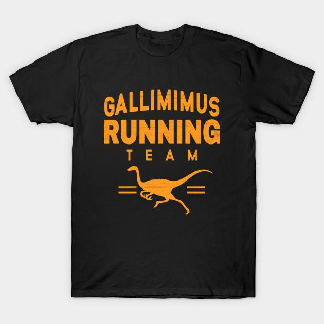 Men Black Print T-shirt Gallimimus Running Team No-Cut Transfer Paper Print Cotton Tshirt 2XL чёрный