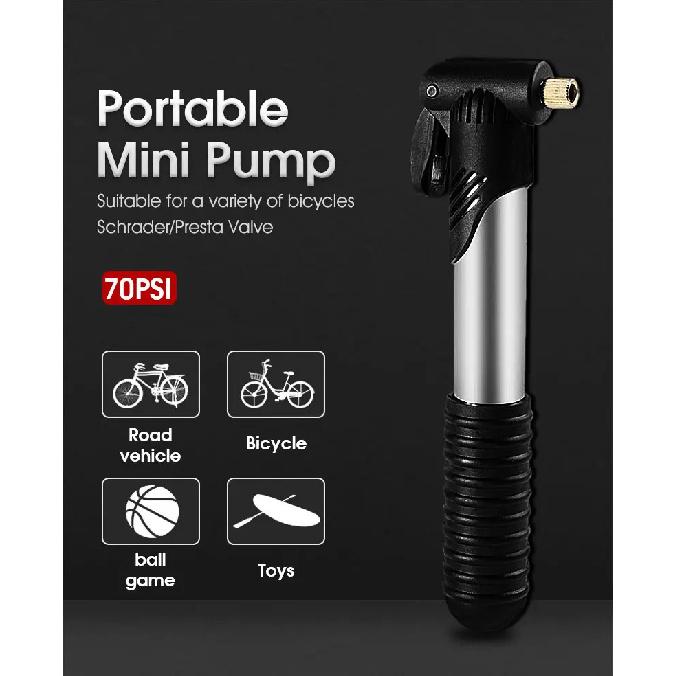 Bicycle Pump Portable Silver Pump Road Mountain Bike Pump Riding Tire Filling Pump Riding Equipment Outdoor Equipment