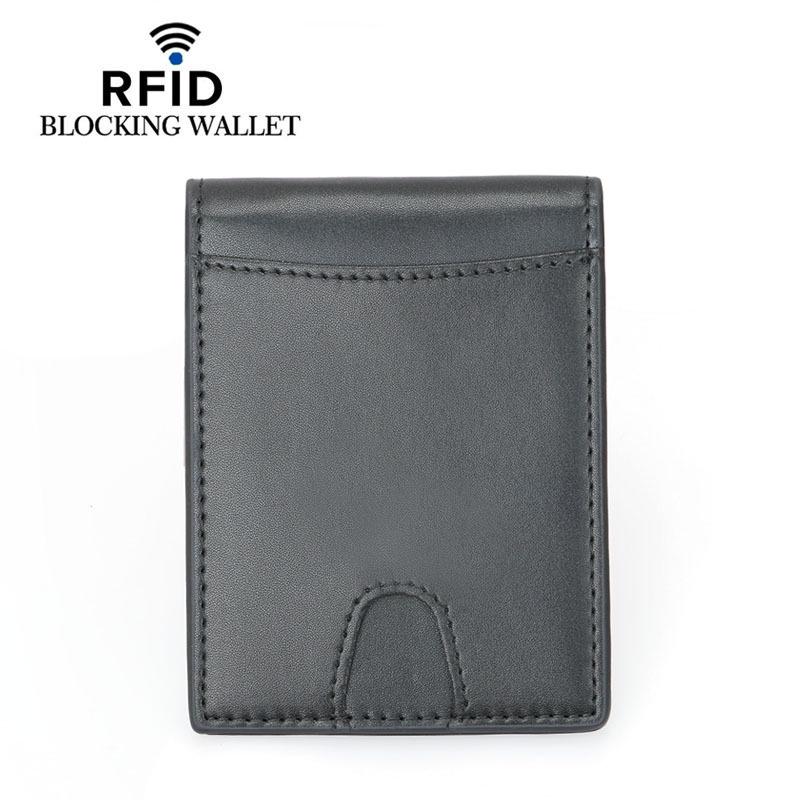 Men's RFID Anti-theft Dollar Clip Leather Wallet