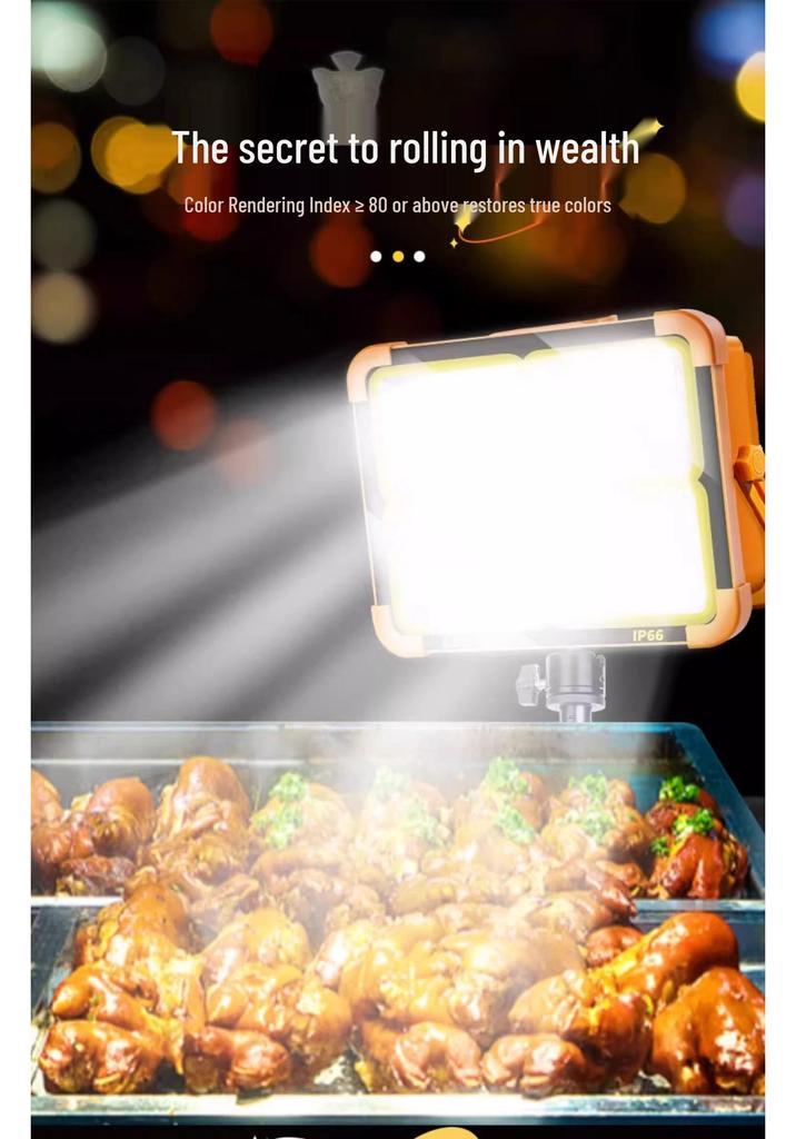 Solar-Powered LED Flashlight for Camping, Night Markets, and Outages