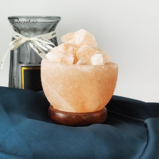 Night Light Romantic Glare Free Interesting Color Salt Lamp Changing Natural with Wooden Base Crystal