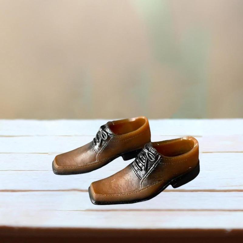 1:6 Scale Miniature Formal Dress Shoes, Formal Lace up Shoes, Miniature Figure Costume Accessory for 12'' Male Dolls Figure, Brown