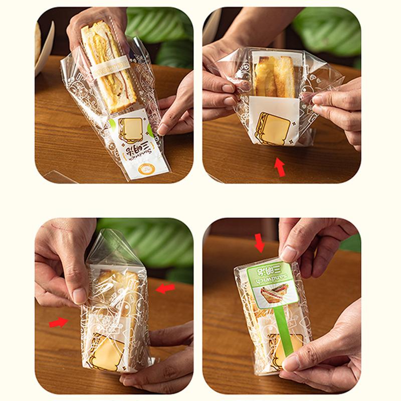 100 szt. Specjalne jednorazowe, łatwe do rozdarcia, przezroczyste trójkątne opakowania do pieczenia ciasta i chleba