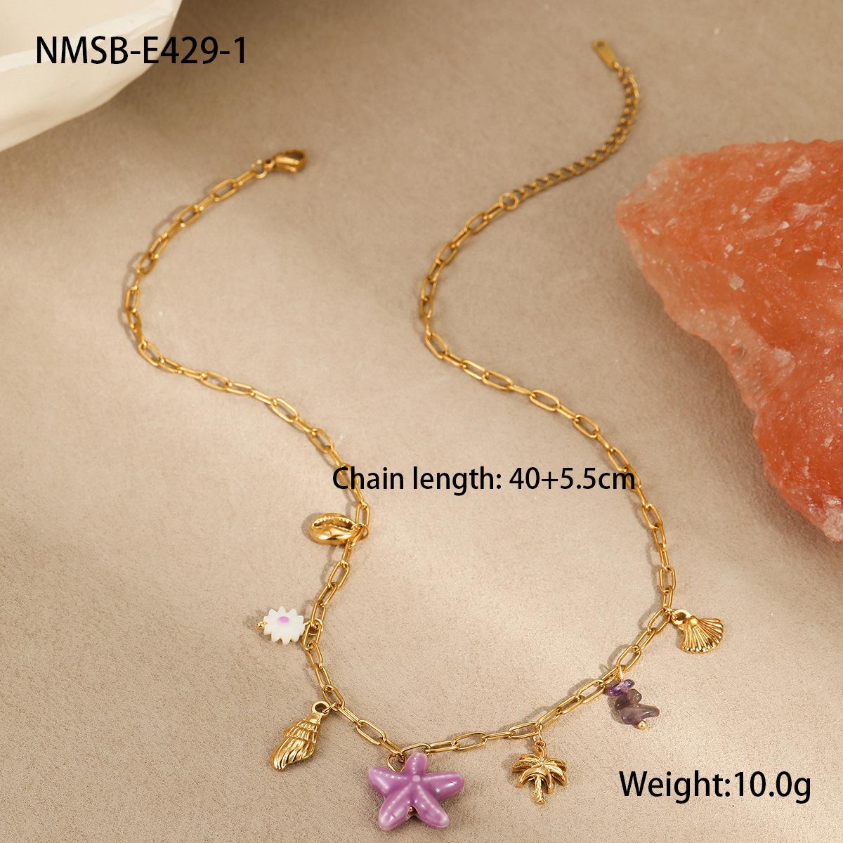 GEMCHIC Women s Stainless Steel Shell and Natural Stone Pendant Necklace Summer Beach Style