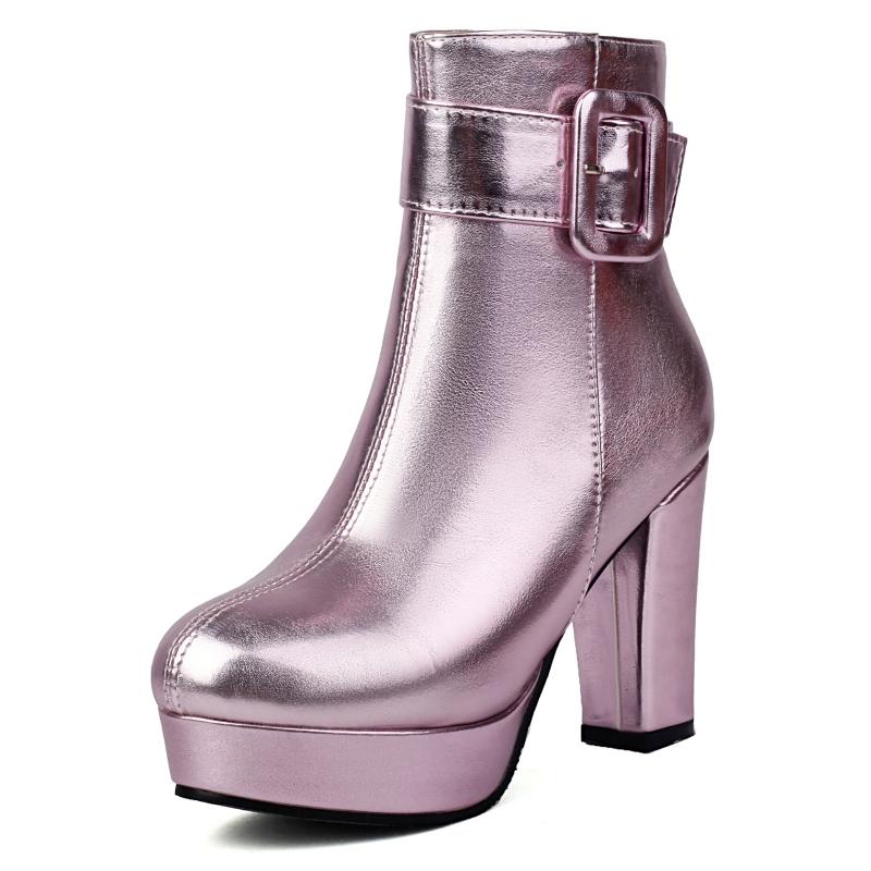 

Розкішні жіночі черевики на щиколотці на високих підборах на платформі короткі чоботи на блискавці золото срібло рожевий червоний святкові танцювальні туфлі жіночі великі розміри 45 48 39 рожевий