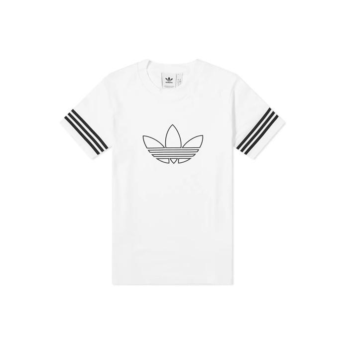 Adidas Men's White Originals Outline Trefoil Logo Short Sleeve T-Shirt Tops Fm3894 Cm