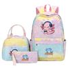 3Pcs Axolotl Backpack for Girls Teen, School Bag with Lunch Box & Pencil Case, Kids Student Daypack, Mochila Back To School Gift