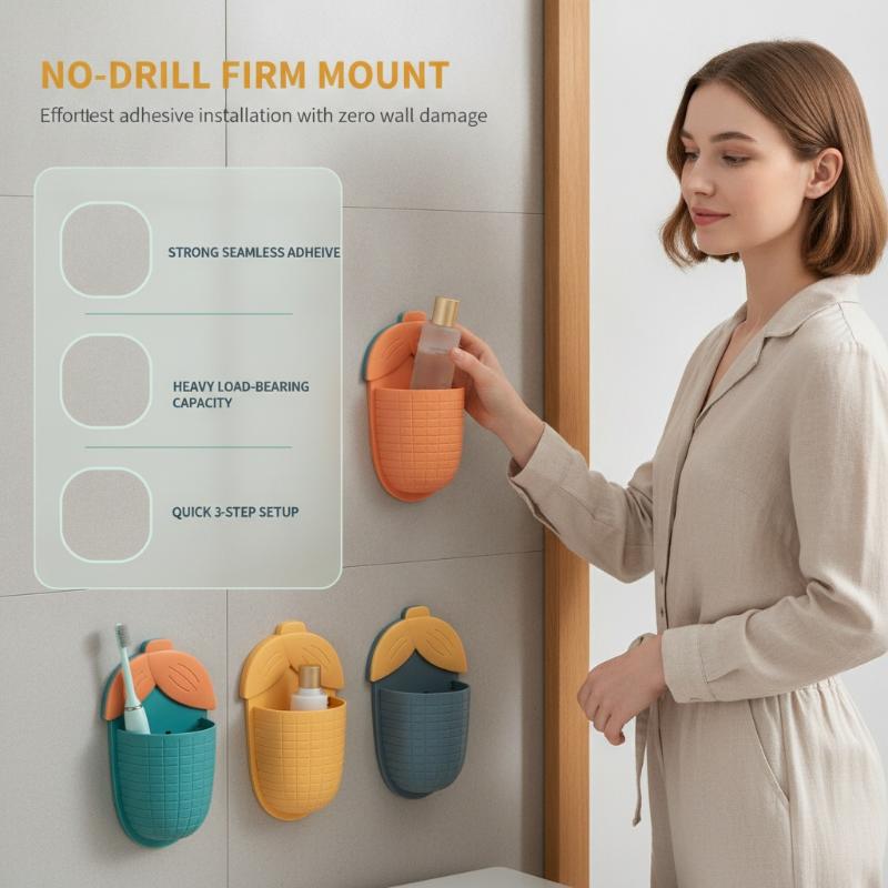 2Pcs Toilet Punch-Free Organizer Corn Storage Rack Bathroom Washstand Toothbrush Tube Toothpaste Storage Box Mask Storage Shelf