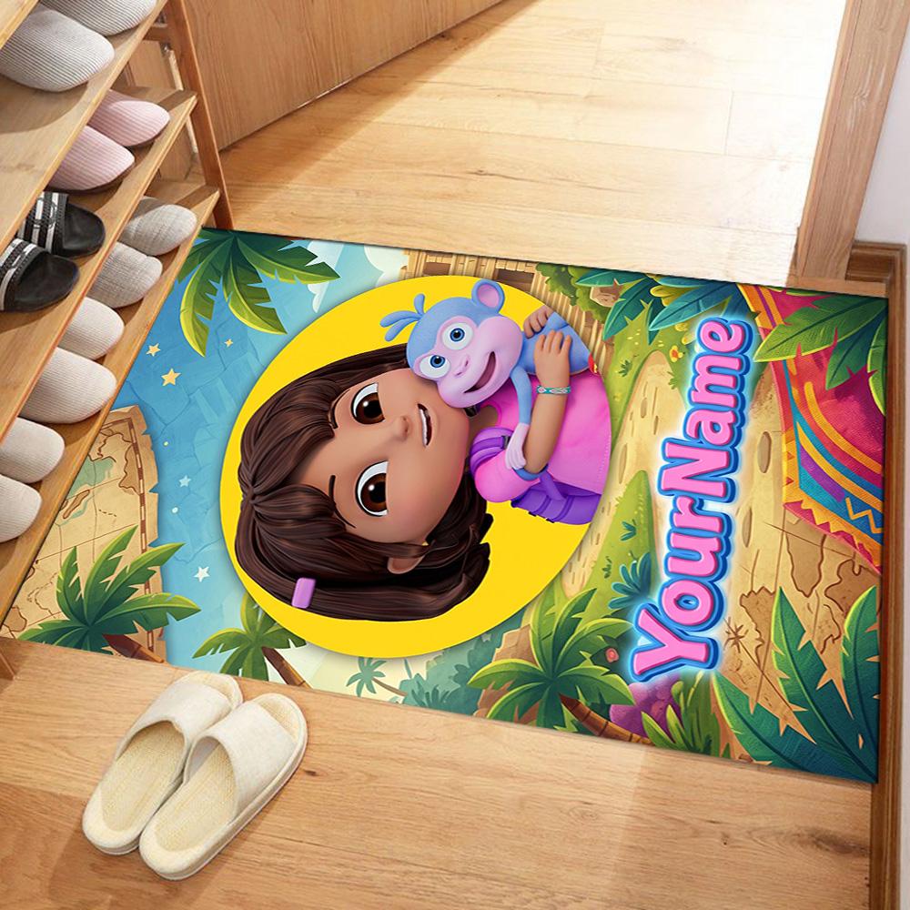 Dora Explorer Personalized Text Area Rug Design for Study room Dining Room Balcony Kitchen Antislip Carpet Anime Office Decor