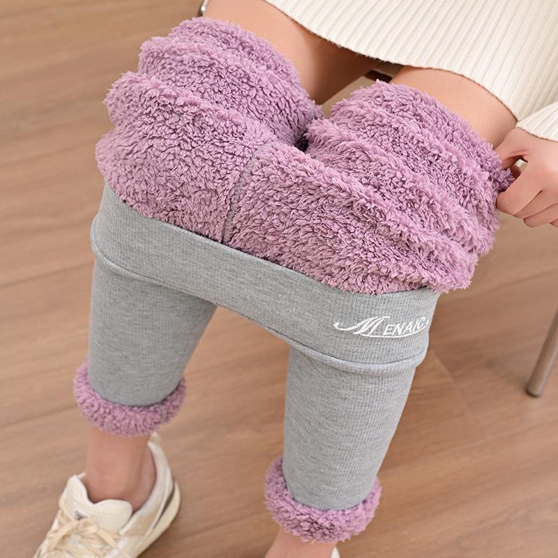 Plus Size Women's Fleece Lined Ribbed Leggings Thermal Warm Winter Tights High Waist Thick Velvet Pants for Cold Weather