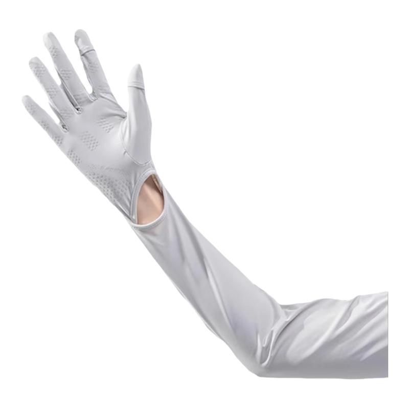 Ice silk sunscreen sleeves for women, UV resistant cycling and driving,thin and long arm protection,ice sleeve integrated gloves