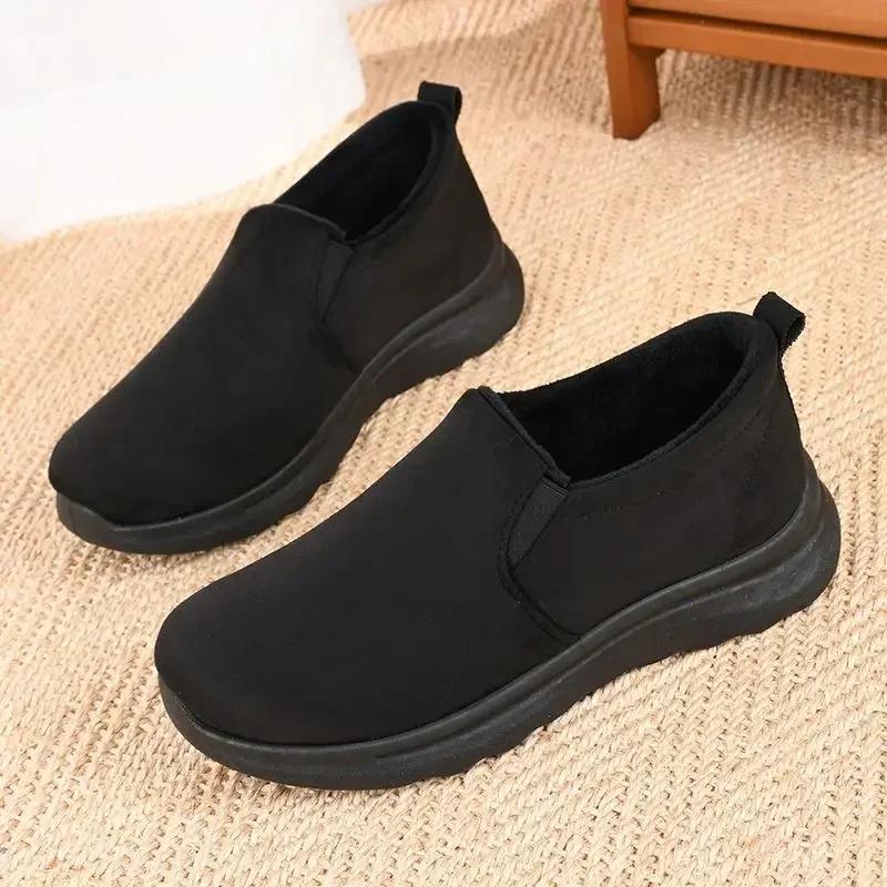 Fashion Hot Selling  Women's Shallow Cut Flat Sole Thin Cotton Shoes Anti Slip Winter New Women's Shoes 2024 New Black Women's Boots