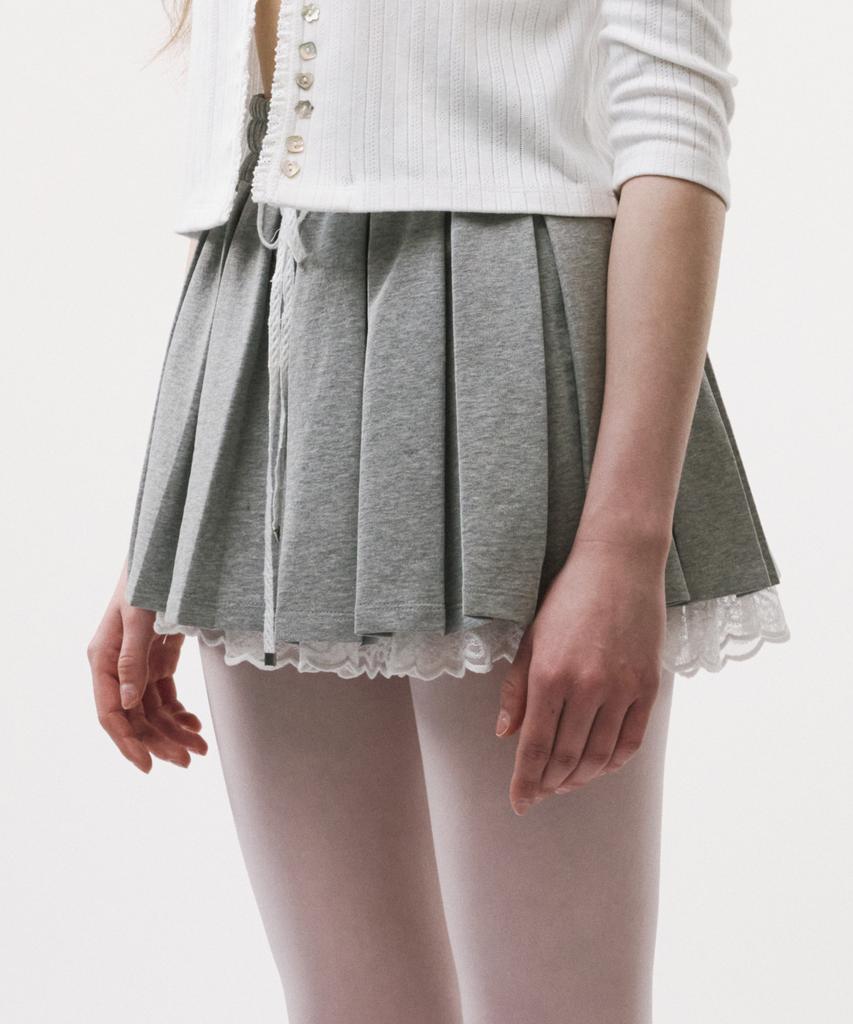 Podeowedeo Girls' Pleated Mini Skirt (Melange Gray)