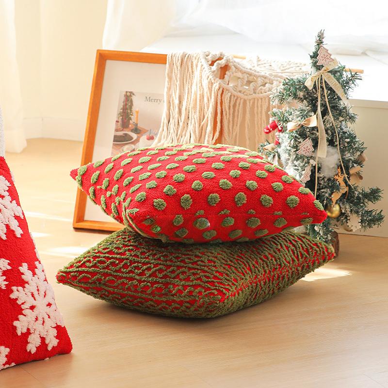 45X45Cm Christmas Red Throw Pillow Cover Snowflake Plush Cushion Cover Christmas Party Decor Home Decorative Pillowcase