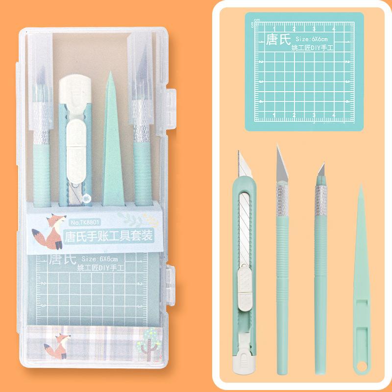 Komplettes DIY Scrapbooking Werkzeugset mit Stiften, Schnitzmessern, Pinzetten und Schneidematten – Nicht einziehbarer Griff für den täglichen Gebrauch