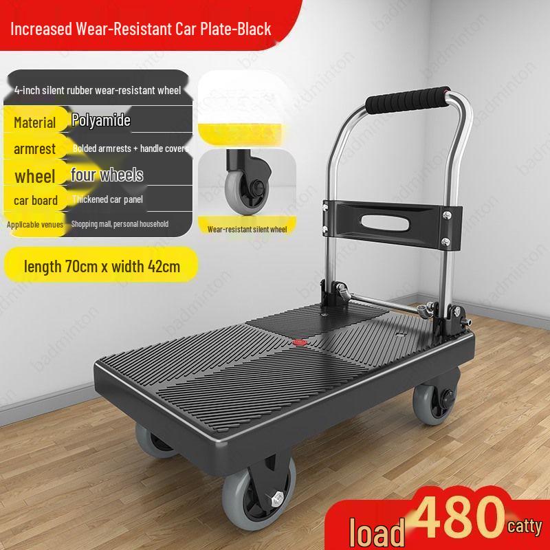 Compact Folding Four-Wheel Cart for Silent Goods Transport