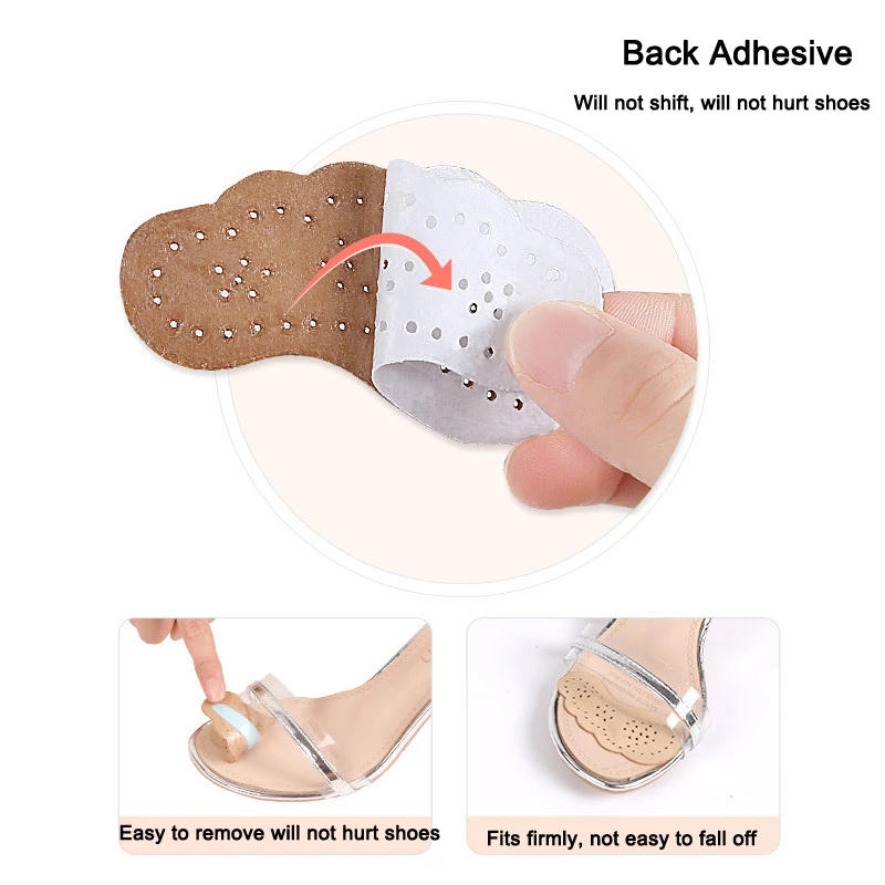 6 Pcs Half Round Sandals With Invisible Anti Slip Stickers Women's High Heels With Forefoot Pads Anti Pain Sweat Absorption And Anti Slip Stickers