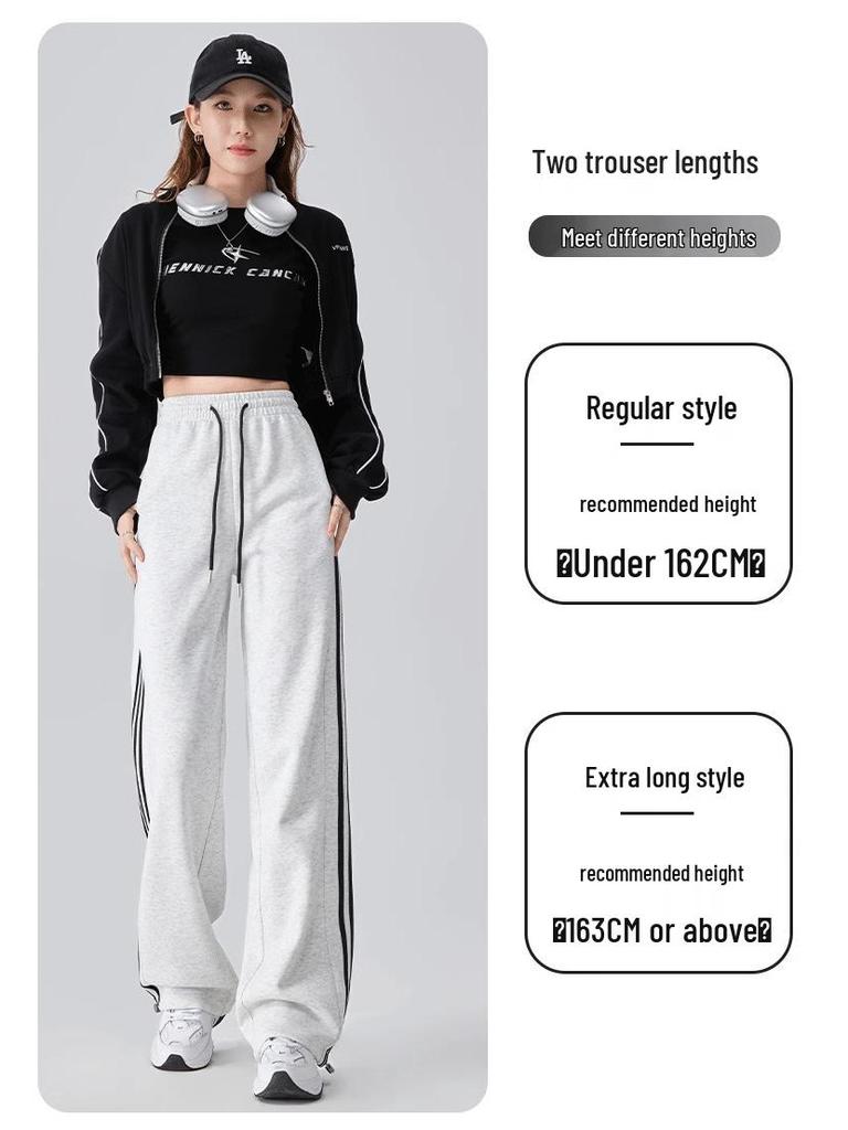 Women's High Waist Striped Wide Leg Sweatpants - Spring 2025 Edition